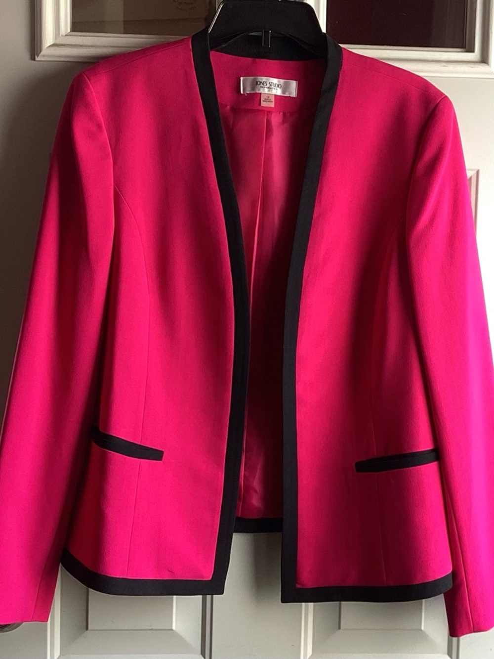 Jones Studio Hot Pink Blazer with Black Trim - Picture 2 of 7